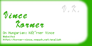 vince korner business card